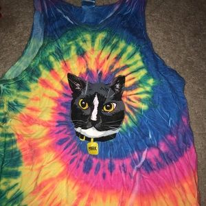 Cat Tie-Dye Tank Top